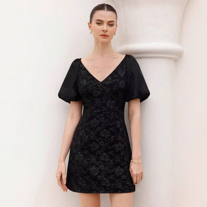 Robe courte pour femme manches bouffantes imprimé floral