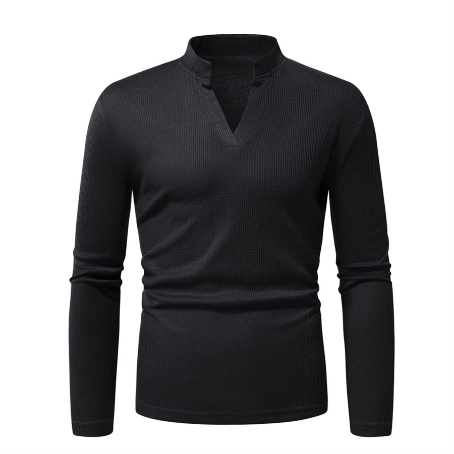 T-shirt à manches longues pour homme, col montant moderne, texturé