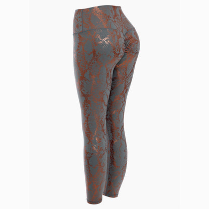 Legging de sport femme motif serpent taille haute