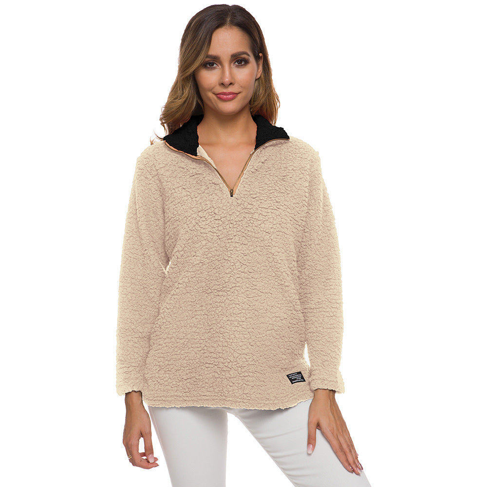 Polaire pour femme douce à col montant zippé