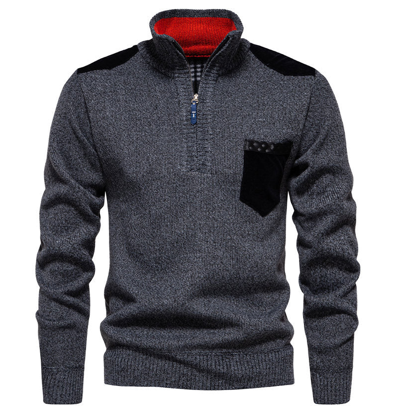 Pull Homme Moderne Col Semi-Montant Design Élégant