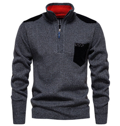 Pull Homme Moderne Col Semi-Montant Design Élégant