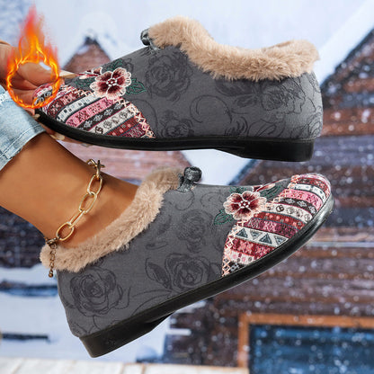 Chaussons doux en polaire à motif floral pour femmes