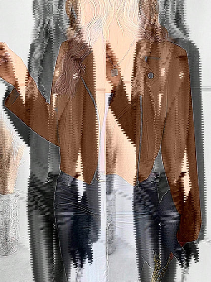 Blouson en cuir pour femme style motard asymétrique élégant