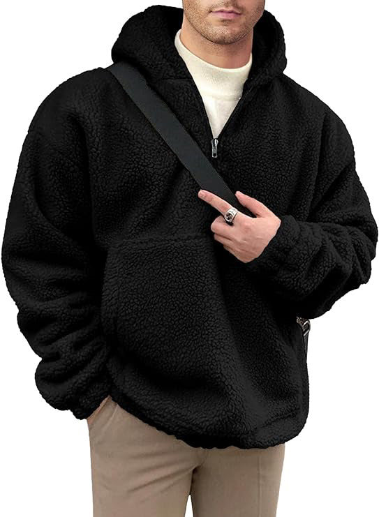 Pull polaire pour hommes, douillet, conception demi-zip