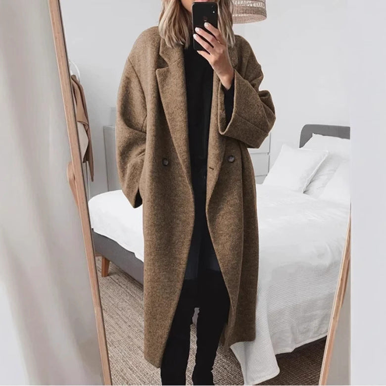 Damen Oversized Mantel Elegant Lang - IdealeKleiden