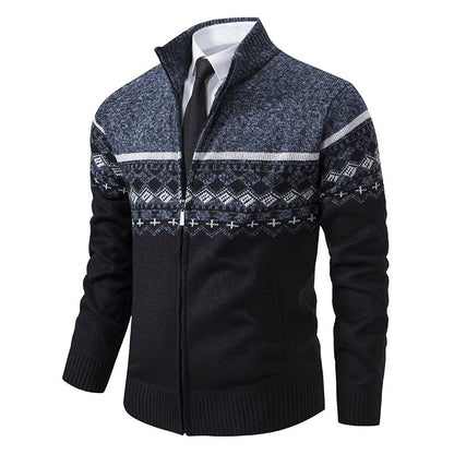 Pull Homme Col Montant Motif Norvégien Veste d'Hiver