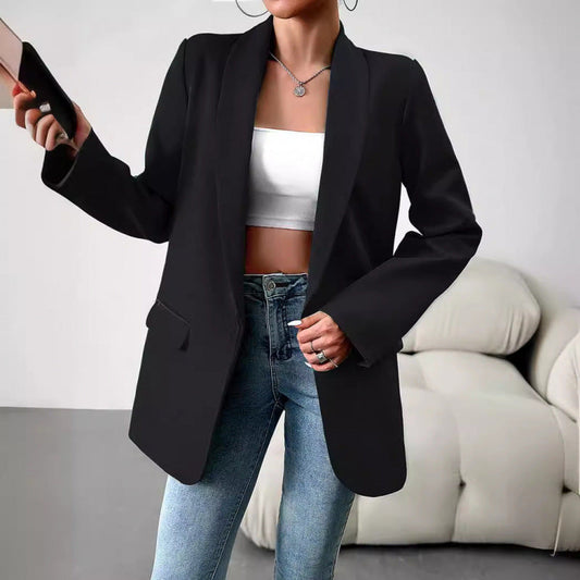 Damen Blazer Figurbetont Elegant Lang - IdealeKleiden