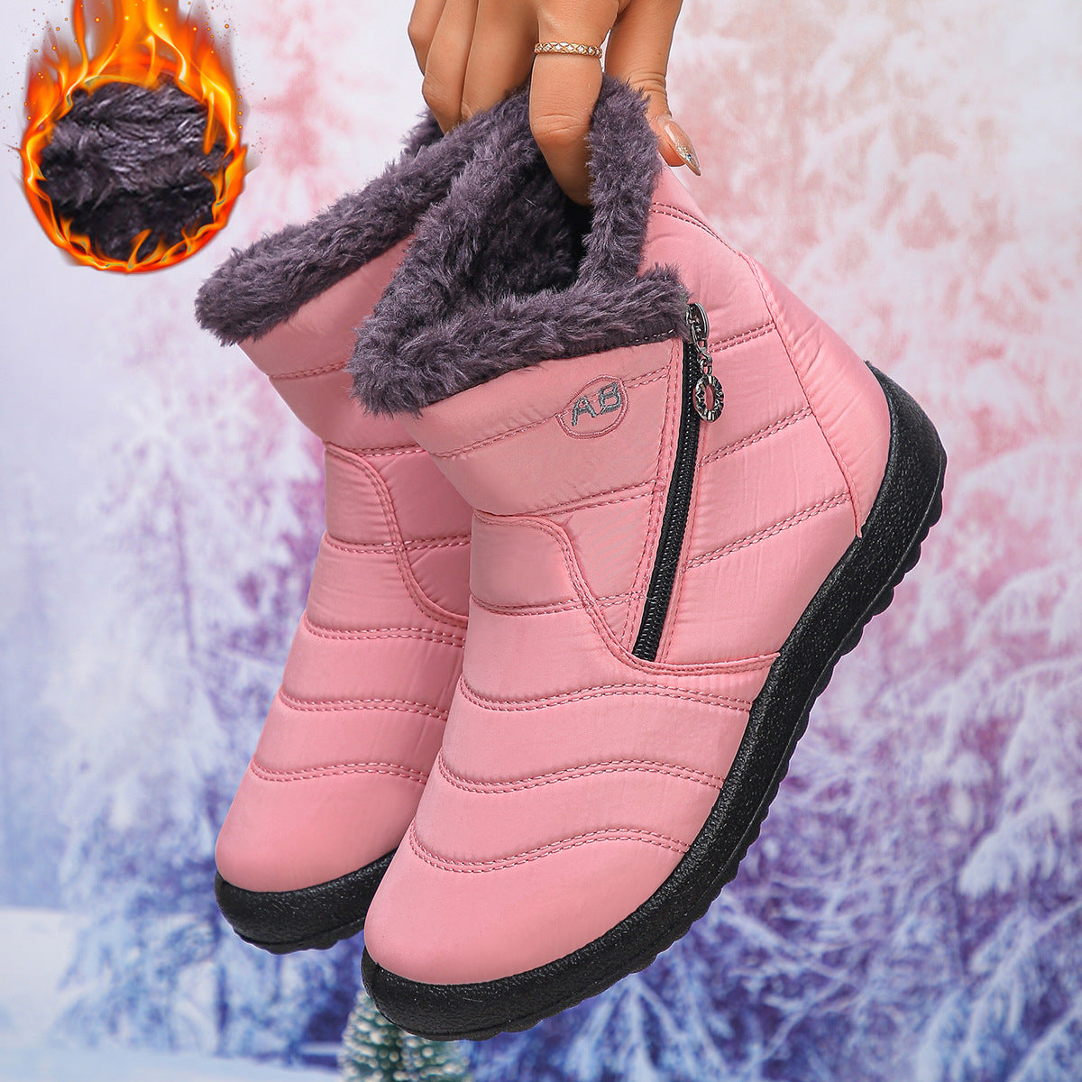Bottes d'hiver femme Chaud Douillet Fermeture éclair
