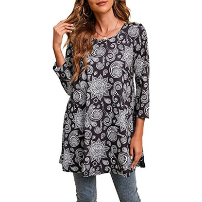 Tunique femme imprimé mandala robe d'été élégante
