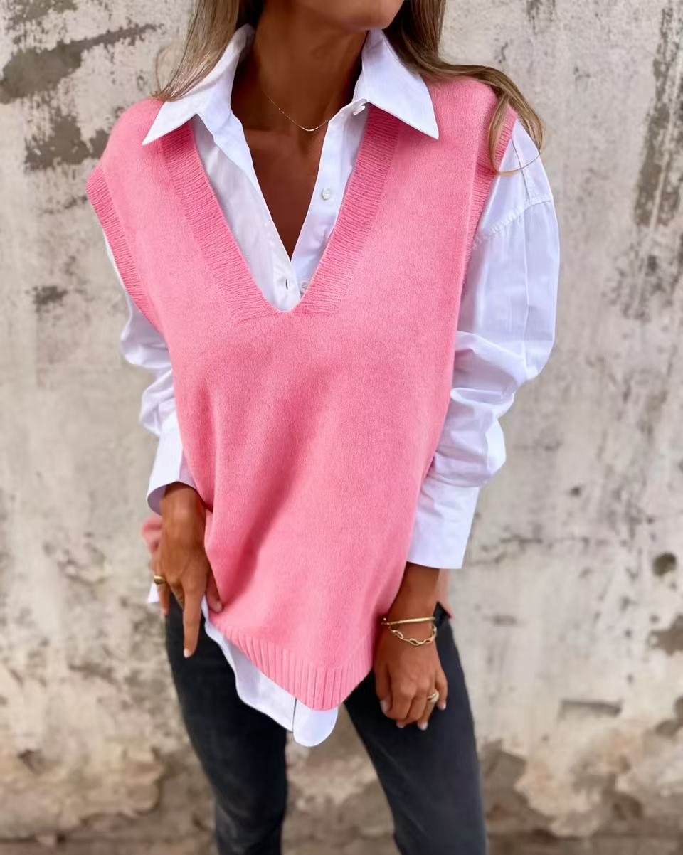 Pull pour femme décontracté col V style casual