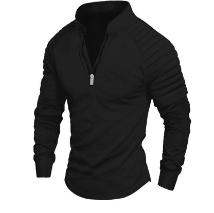 T-shirt à manches longues pour hommes, sportif, fonctionnel, avec fermeture éclair