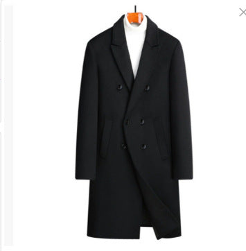 Manteau en laine pour homme, élégant, double fente, revers