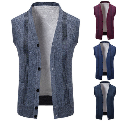 Herren Strickjacke Klassisch V-Ausschnitt Zopfmuster - IdealeKleiden