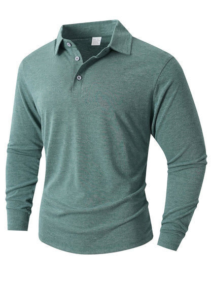 Polo à manches longues pour hommes, coupe ajustée moderne
