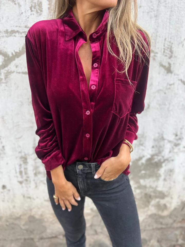 Chemisier élégant en satin style classique pour femmes