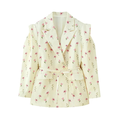 Veste blazer oversize élégante pour femme avec ceinture