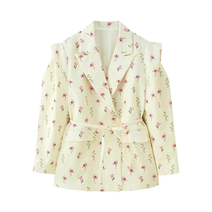 Veste blazer oversize élégante pour femme avec ceinture