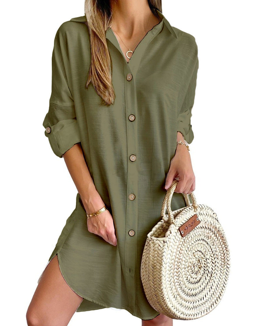 Robe chemisier élégante boutonnée pour femme