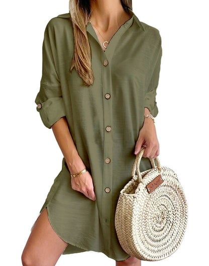 Robe chemisier élégante boutonnée pour femme