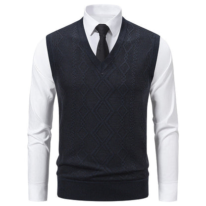 Pull tricoté homme, col V, aspect texturé