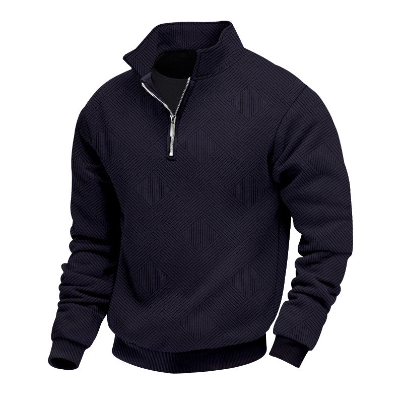 Pull en maille pour homme, col montant, moderne, fermeture éclair