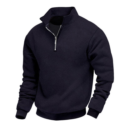 Pull en maille pour homme, col montant, moderne, fermeture éclair