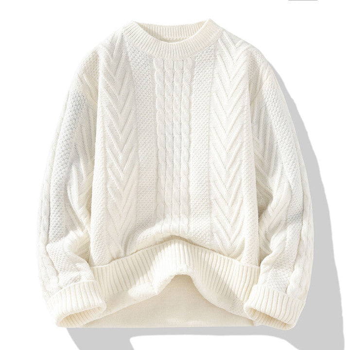 Herren Pullover Grobstrick Lässig Zopfmuster - IdealeKleiden