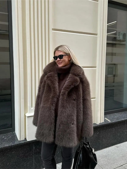 Veste en fausse fourrure pour femme Manches volumineuses modernes