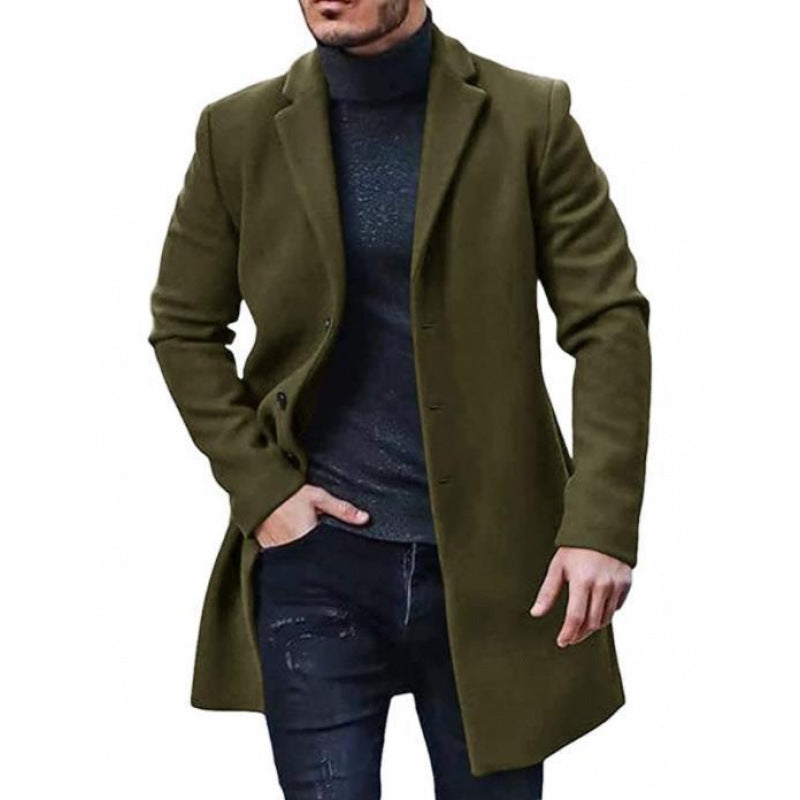Manteau de Laine Homme Slim Fit Élégant Noir