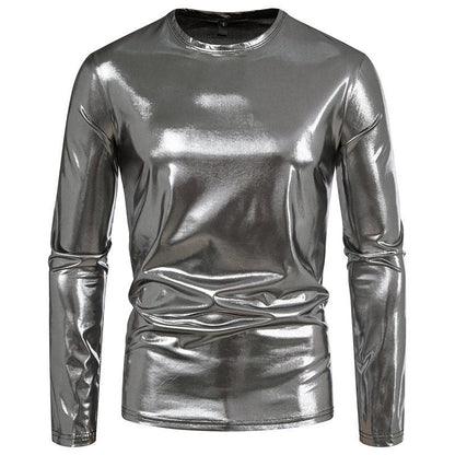 T-shirt à manches longues pour homme Coton stretch brillant