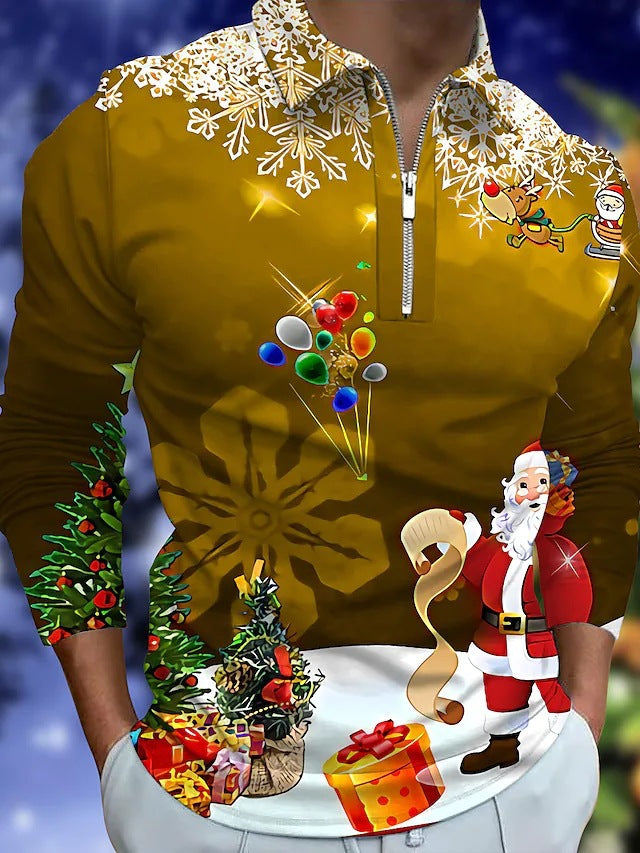 T-shirt de Noël à manches longues pour homme Idée cadeau festive