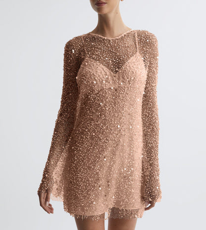 Robe de soirée scintillante pour femmes élégante à paillettes à manches longues