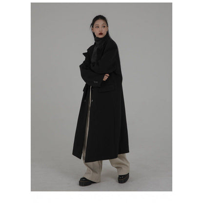 Elegante Damen Trenchcoat Schwarz Klassisch - IdealeKleiden