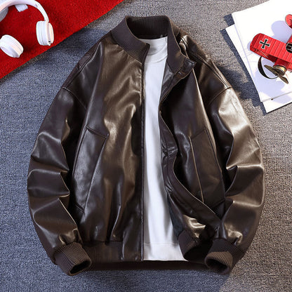 Blouson en cuir pour homme, coupe moderne, élastique et pratique