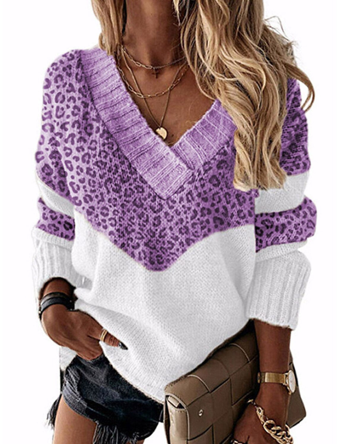 Pull pour femmes, motif léopard, tendance