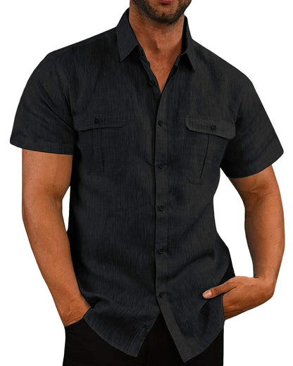 Chemise homme manches courtes pratique avec poche poitrine