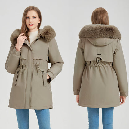 Parka d'hiver femme Col fourrure amovible Coupe slim