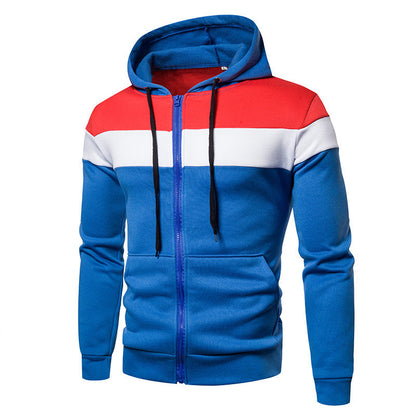 Veste de sport pour hommes, design color block, à capuche