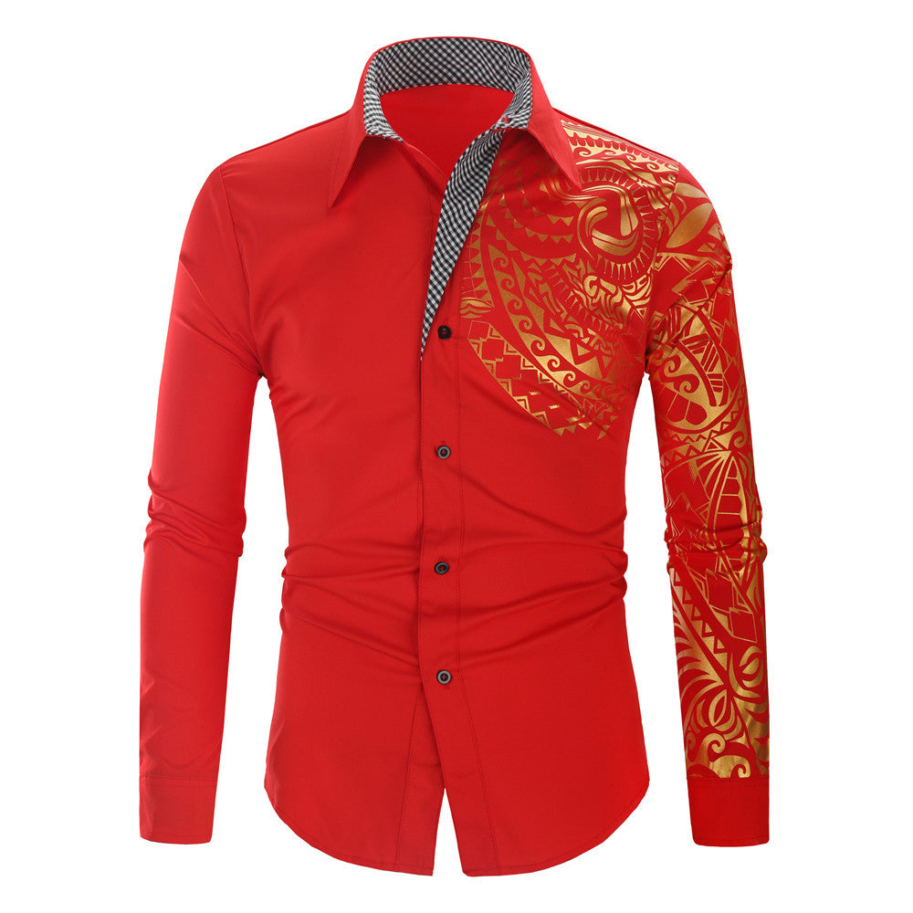 Chemise Homme Imprimé Exotique Col Contrastant