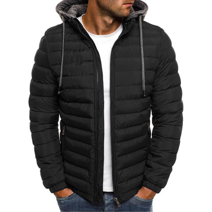 Veste matelassée coupe-vent à capuche pour homme