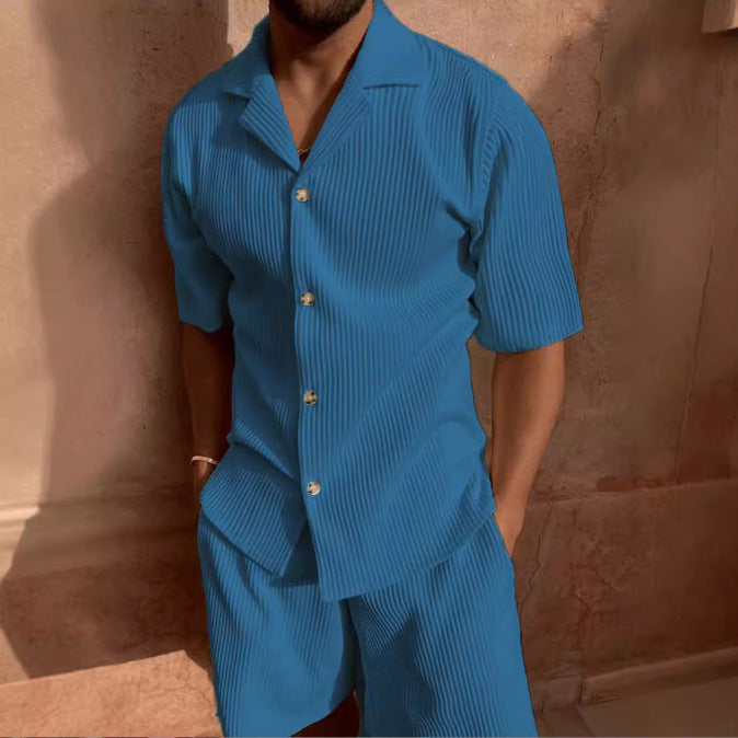 Ensemble homme manches courtes respirant moderne patte de boutonnage