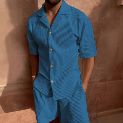 Ensemble homme manches courtes respirant moderne patte de boutonnage