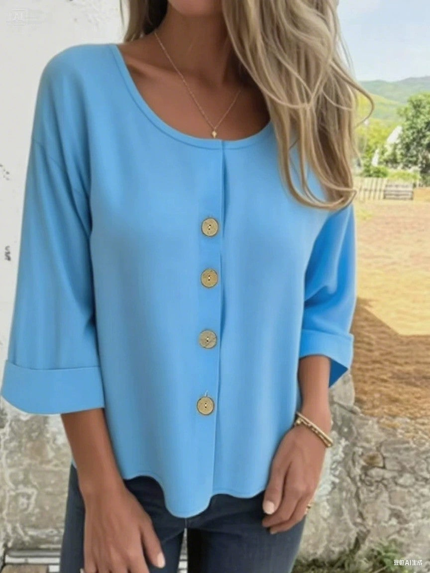 Chemisier femme élégant décontracté bouton détaillé