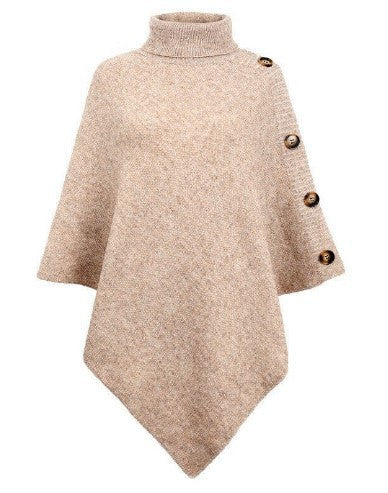 Poncho en tricot moderne pour femme avec boutons