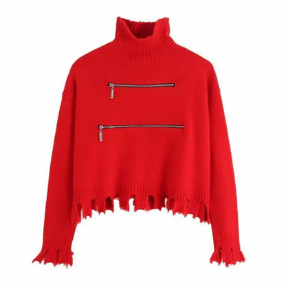 Pull pour femme moderne asymétrique à franges