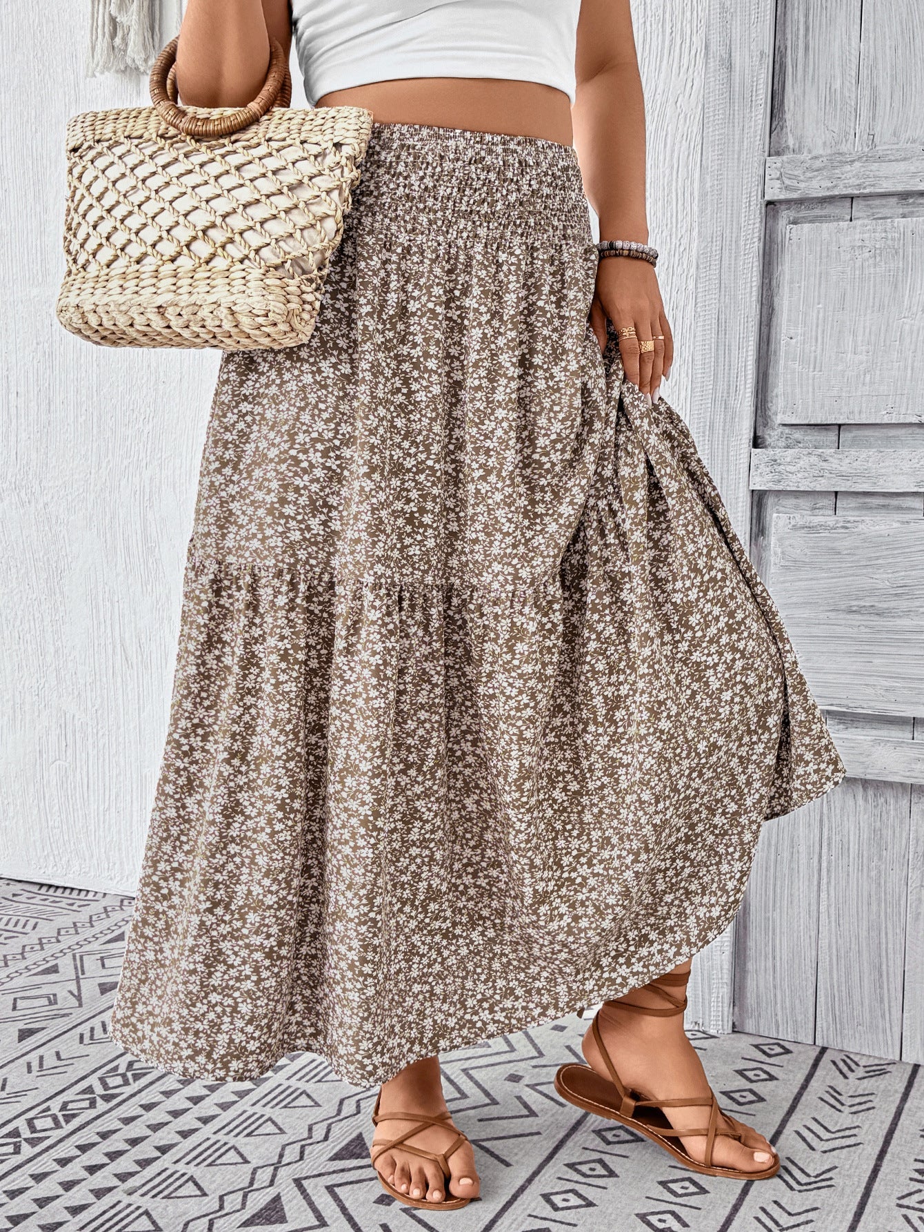 Jupe longue femme florale élégante
