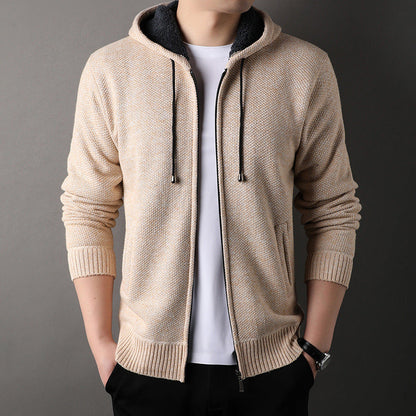 Cardigan Homme Capuche Doublé Doux Tendance