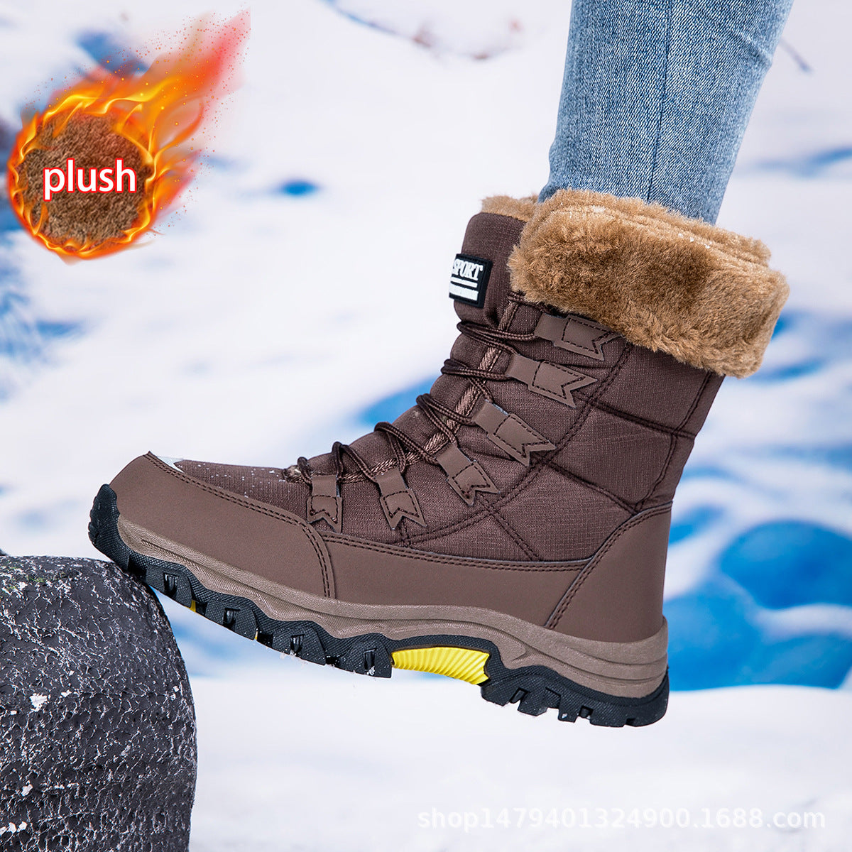 Bottes d'hiver pour femmes Doublure polaire chaude Antidérapantes