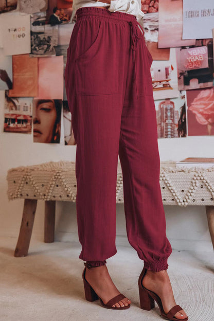Pantalon de jogging femme confortable élastique taille élastiquée